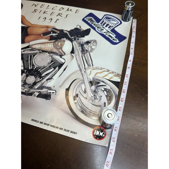 VTG 98 Harley Davidson Bike Week Poster Miller Lite Hawaiian Tropic Promo 18x24” - Picture 3 of 4